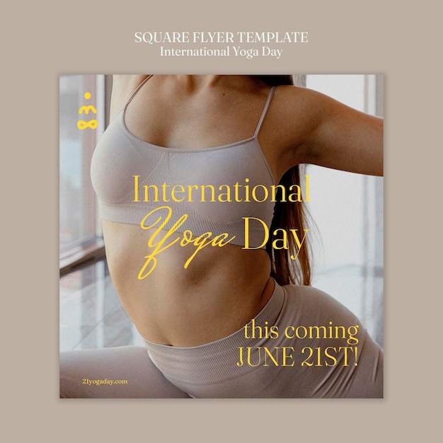 International yoga day square flyer template