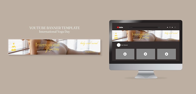 無料PSD 国際ヨガデーのyoutubeバナー