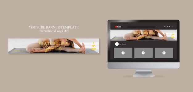 無料PSD 国際ヨガデーのyoutubeバナー