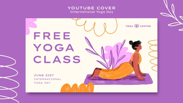 PSD gratuito modello di copertina per youtube della giornata internazionale dello yoga