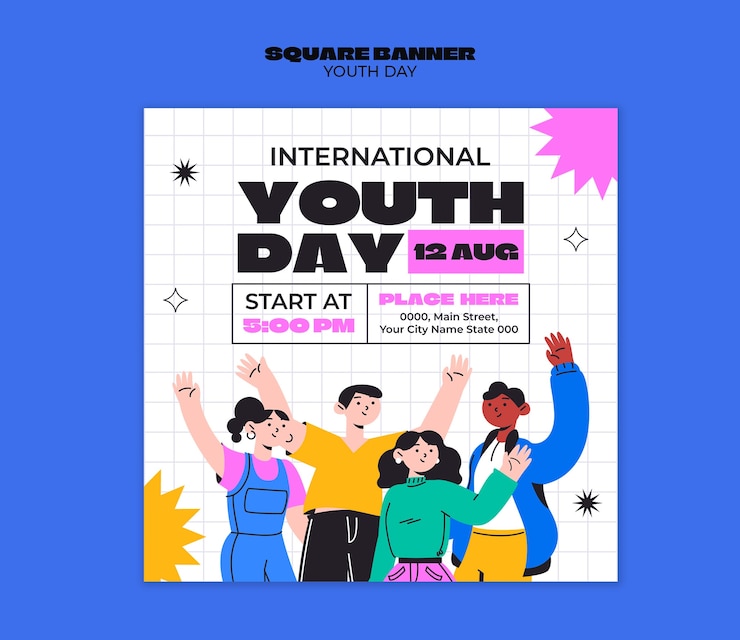 無料PSD 国際青年デー祝賀のテンプレート