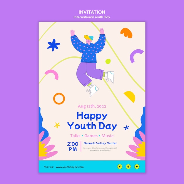 Free PSD international youth day colorful invitation template