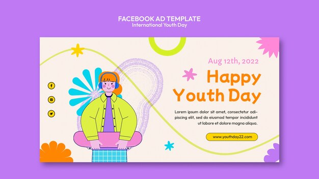 international youth day colorful social media promo template