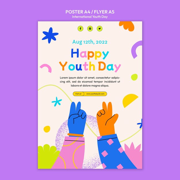 International youth day colorful vertical poster template
