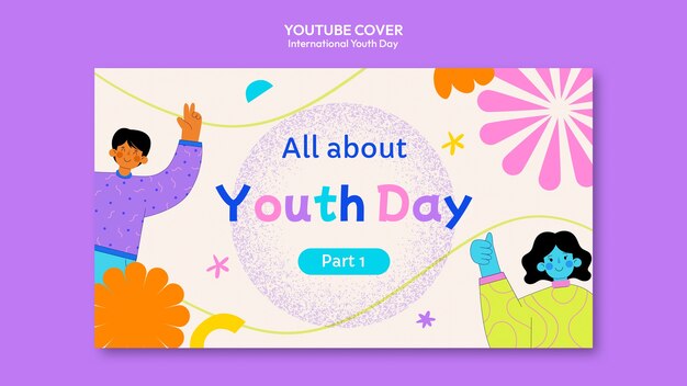 international youth day colorful youtube cover template
