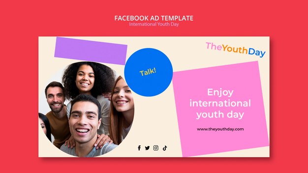 Шаблон объявления международного дня молодежи в facebook