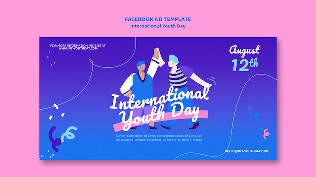 Modello di annuncio facebook per la giornata internazionale della gioventù