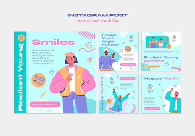 PSD gratuito post instagram della giornata internazionale della gioventù