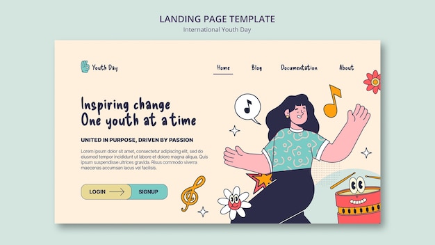 Free PSD international youth day landing page