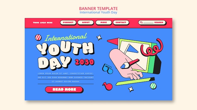 Free PSD international youth day landing page