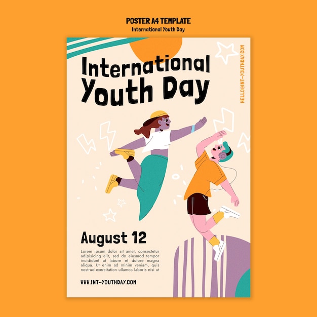 International youth day vertical poster template