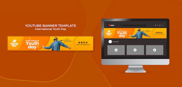 Free PSD International Youth Day YouTube Banner Template – Download for PSD