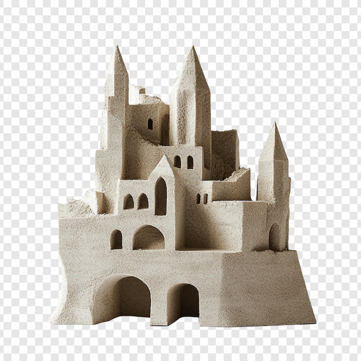 Free PSD intricate sandcastle architectural marvel a detailed closeup