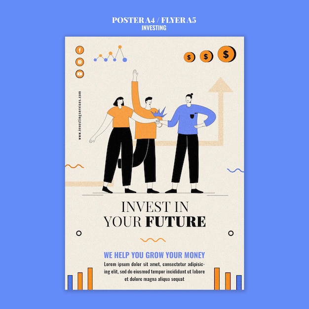 Free PSD investment print template illustrated