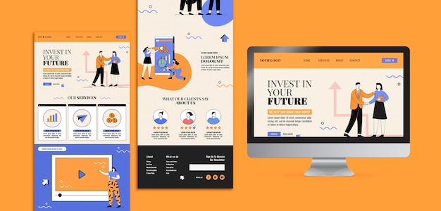 Investment web template illustrated