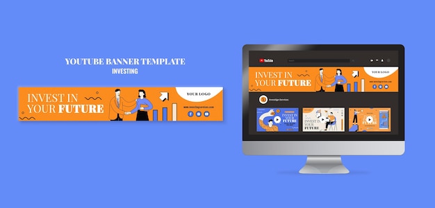 Free PSD investment youtube banner template illustrated