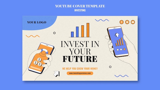 Free PSD investment youtube cover template illustrated