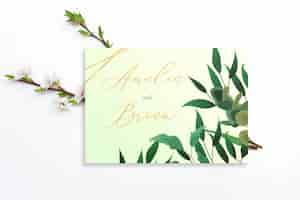 Free PSD invitation card with branches