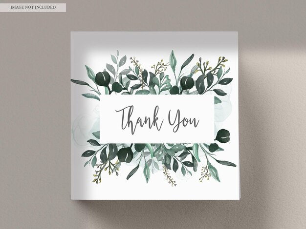 invitation card with leaves and flowers watercolor