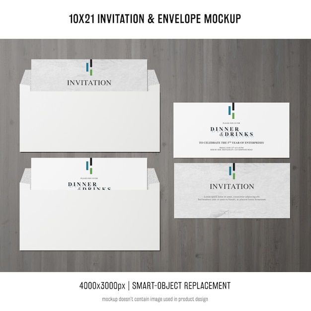 PSD gratuito invito e busta mockup