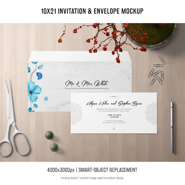 Invitation and Envelope Mockup