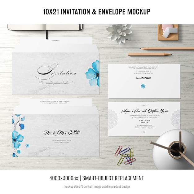 Free PSD invitation and envelope mockup