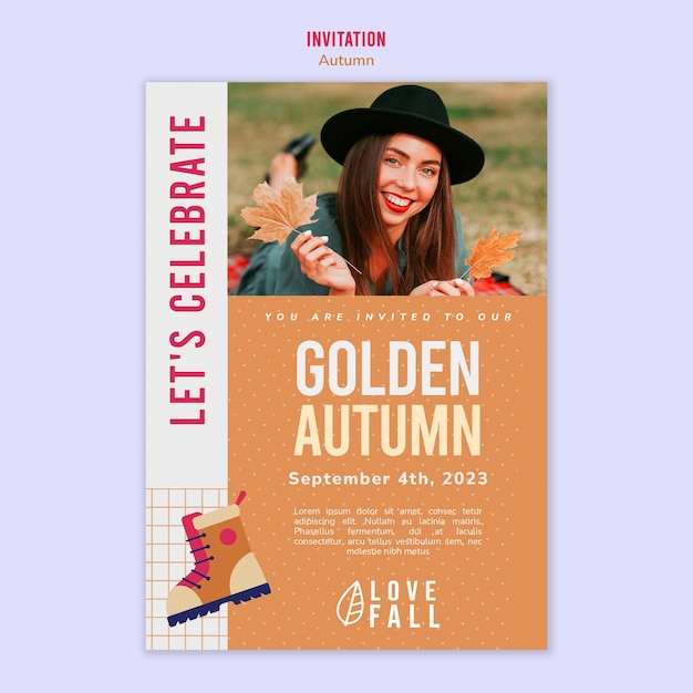 Free PSD invitation template for autumn vibes and season