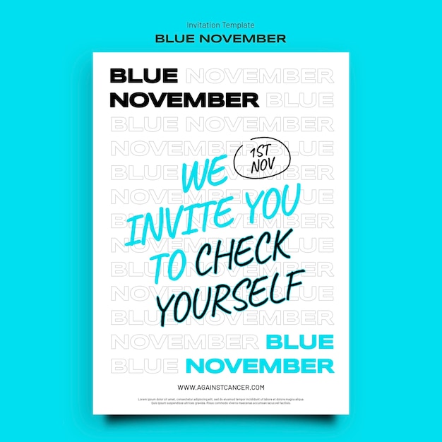 Free PSD invitation template for blue november celebration