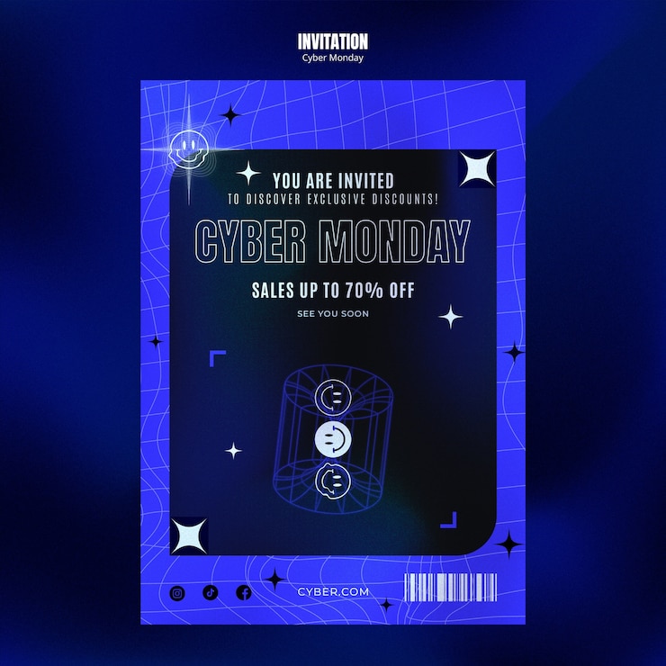 Free PSD invitation template for cyber monday sales