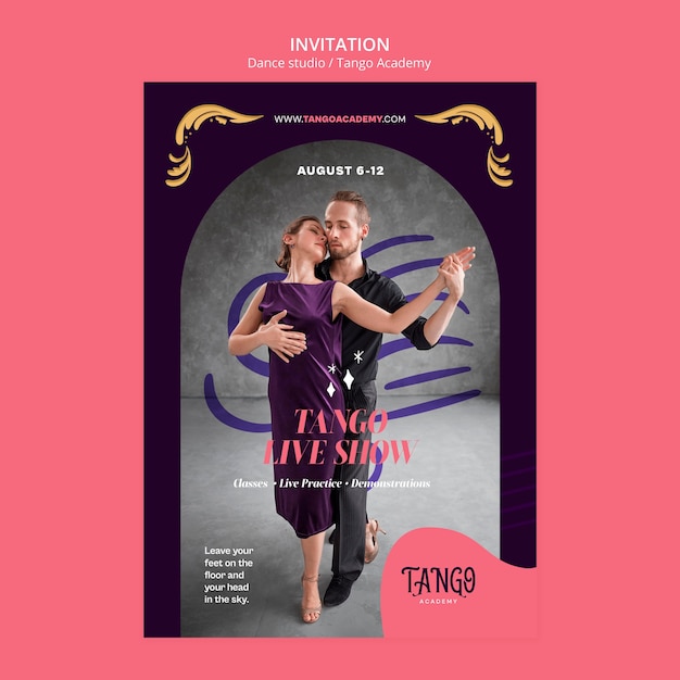 Free PSD invitation template for dance studio classes