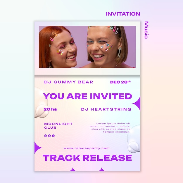無料PSD 音楽トラックのリリース パーティーの招待状テンプレート