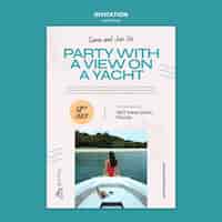 Free PSD invitation template for luxurious yacht party celebration