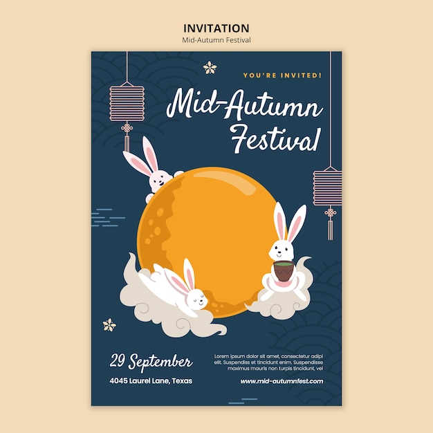 PSD gratuito modello di invito per la celebrazione del festival di metà autunno