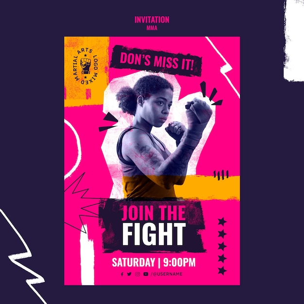 Invitation template for mma box fighting