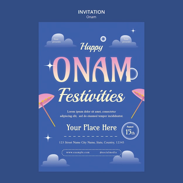 Invitation Template for Onam Festival Celebration – Free PSD Download