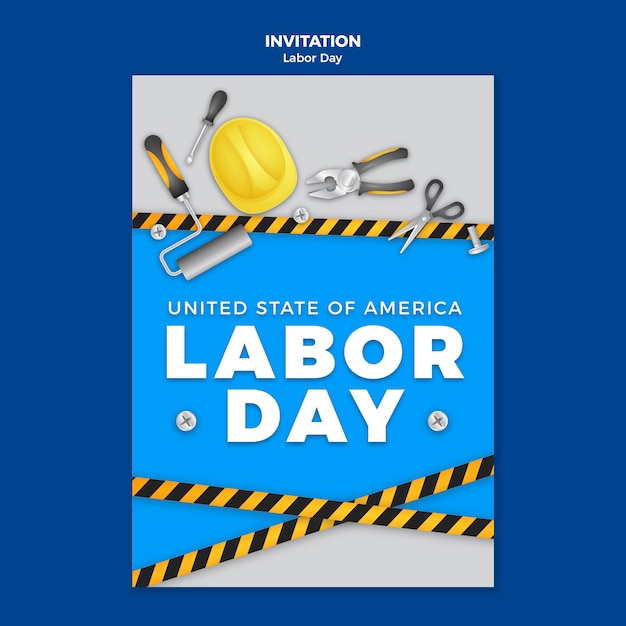 Free PSD invitation template for us labor day celebration