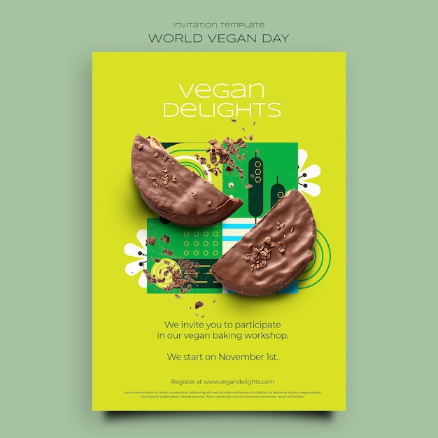 Free PSD invitation template for world vegan day celebration