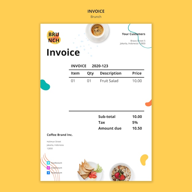 Free PSD invoice template for brunch