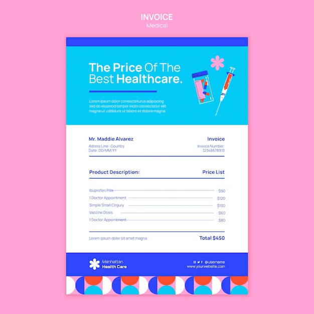 Invoice template for health and medicine