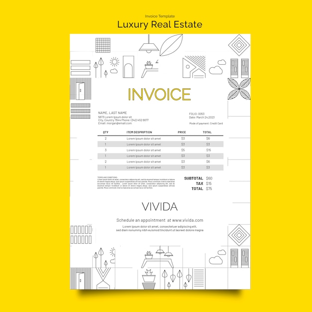 Invoice template for luxury real estate