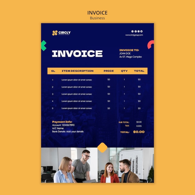 Invoice template for professional business