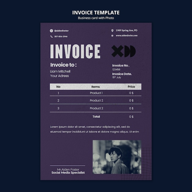 Free PSD invoice template for professional business