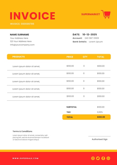Invoice template for sales