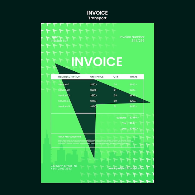 Free PSD invoice template for transport and commuting