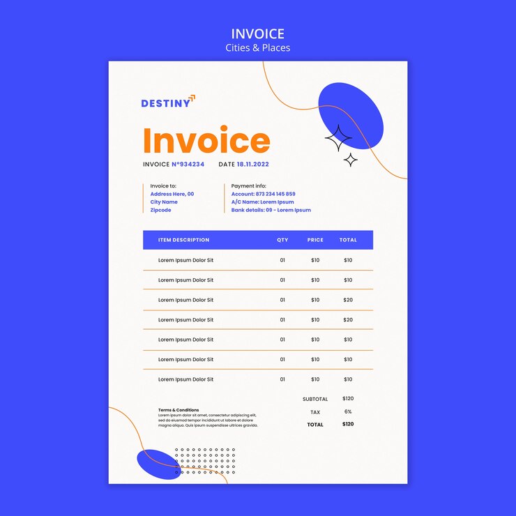 Free PSD invoice template for traveling