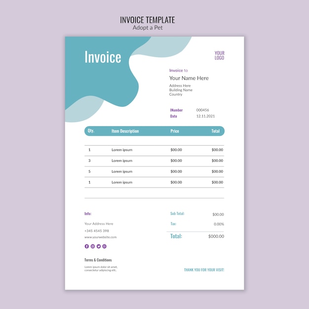 Invoice theme with pet adoption