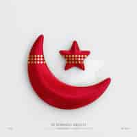 Free PSD islamic crescent moon and star isolated 3d rendering