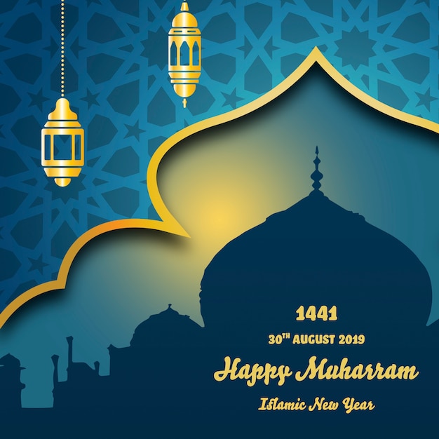 islamic new year background with mosque