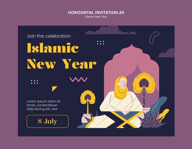 イスラム教の新年祝いのテンプレート