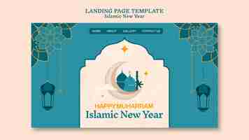 無料PSD 花柄のイスラムの新年のランディングページテンプレート